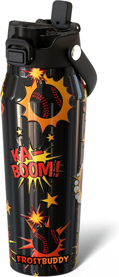 24oz Insulated Water Bottle - Straw & Chug Lid - Leak-Proof | Sip-or-chug dual lid | Ice-cold for 24+ hours | Cup-holder friendly | Durable & easy to clean - Colors A