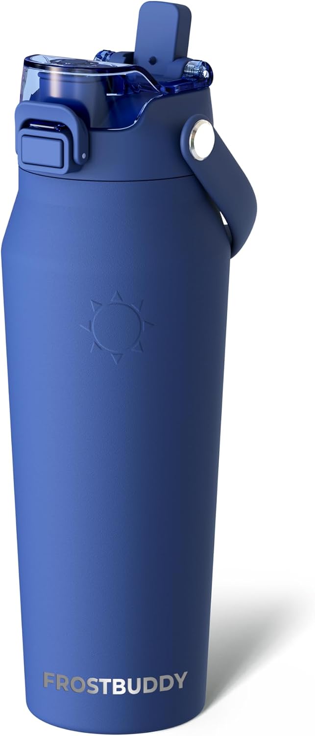 24oz Insulated Water Bottle - Straw & Chug Lid - Leak-Proof | Sip-or-chug dual lid | Ice-cold for 24+ hours | Cup-holder friendly | Durable & easy to clean - Colors A