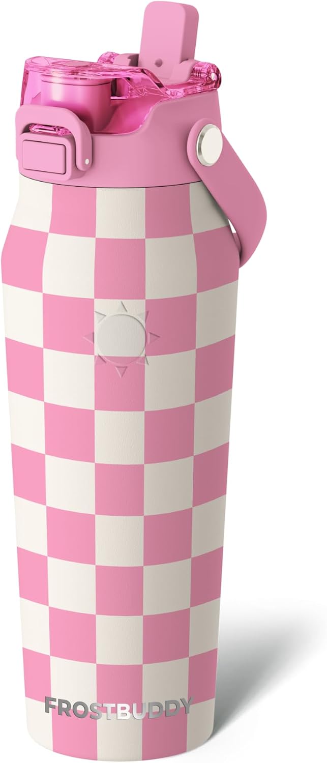 24oz Insulated Water Bottle - Straw & Chug Lid - Leak-Proof | Sip-or-chug dual lid | Ice-cold for 24+ hours | Cup-holder friendly | Durable & easy to clean - Colors A