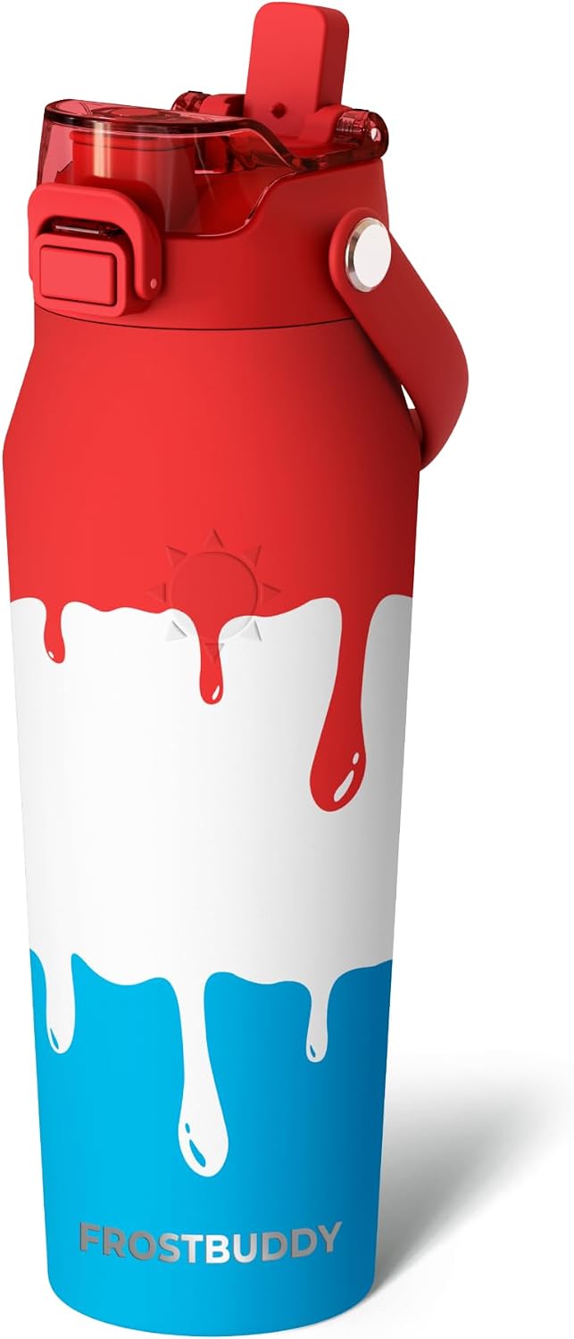 24oz Insulated Water Bottle - Straw & Chug Lid - Leak-Proof | Sip-or-chug dual lid | Ice-cold for 24+ hours | Cup-holder friendly | Durable & easy to clean - Colors A