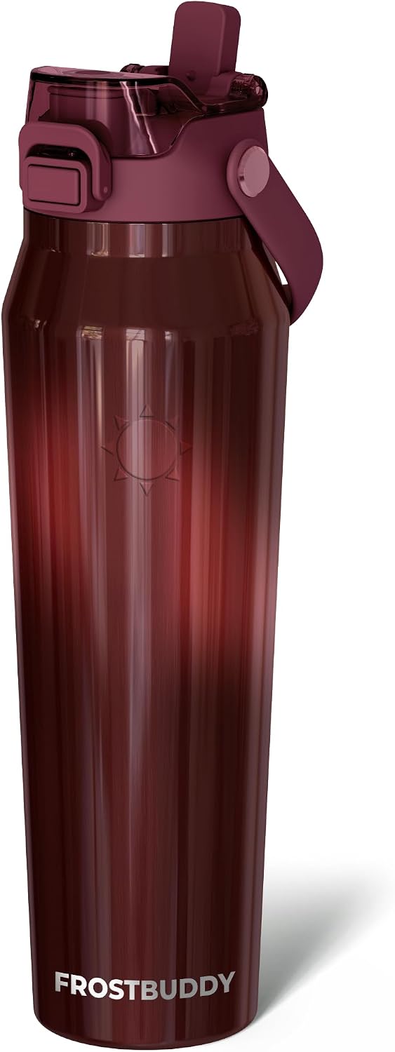 24oz Insulated Water Bottle - Straw & Chug Lid - Leak-Proof | Sip-or-chug dual lid | Ice-cold for 24+ hours | Cup-holder friendly | Durable & easy to clean - Colors A