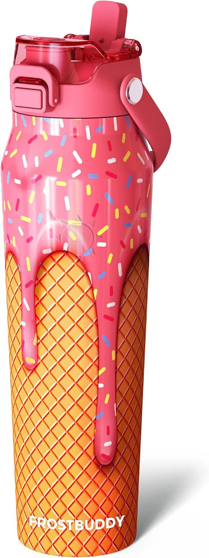 24oz Insulated Water Bottle - Straw & Chug Lid - Leak-Proof | Sip-or-chug dual lid | Ice-cold for 24+ hours | Cup-holder friendly | Durable & easy to clean - Colors A