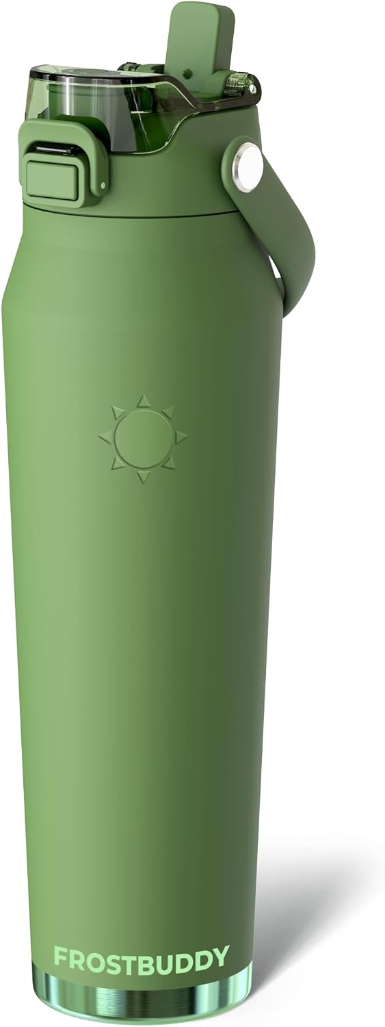 24oz Insulated Water Bottle - Straw & Chug Lid - Leak-Proof | Sip-or-chug dual lid | Ice-cold for 24+ hours | Cup-holder friendly | Durable & easy to clean - Colors A