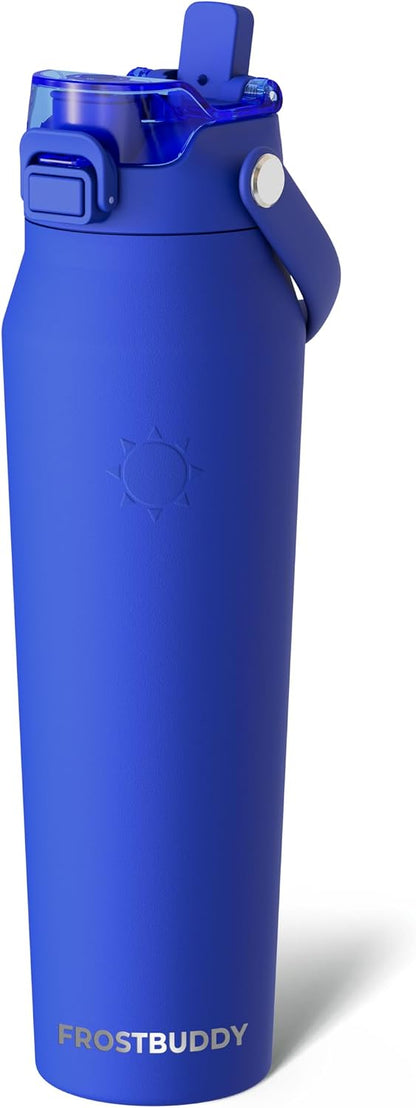 24oz Insulated Water Bottle - Straw & Chug Lid - Leak-Proof | Sip-or-chug dual lid | Ice-cold for 24+ hours | Cup-holder friendly | Durable & easy to clean - Colors A