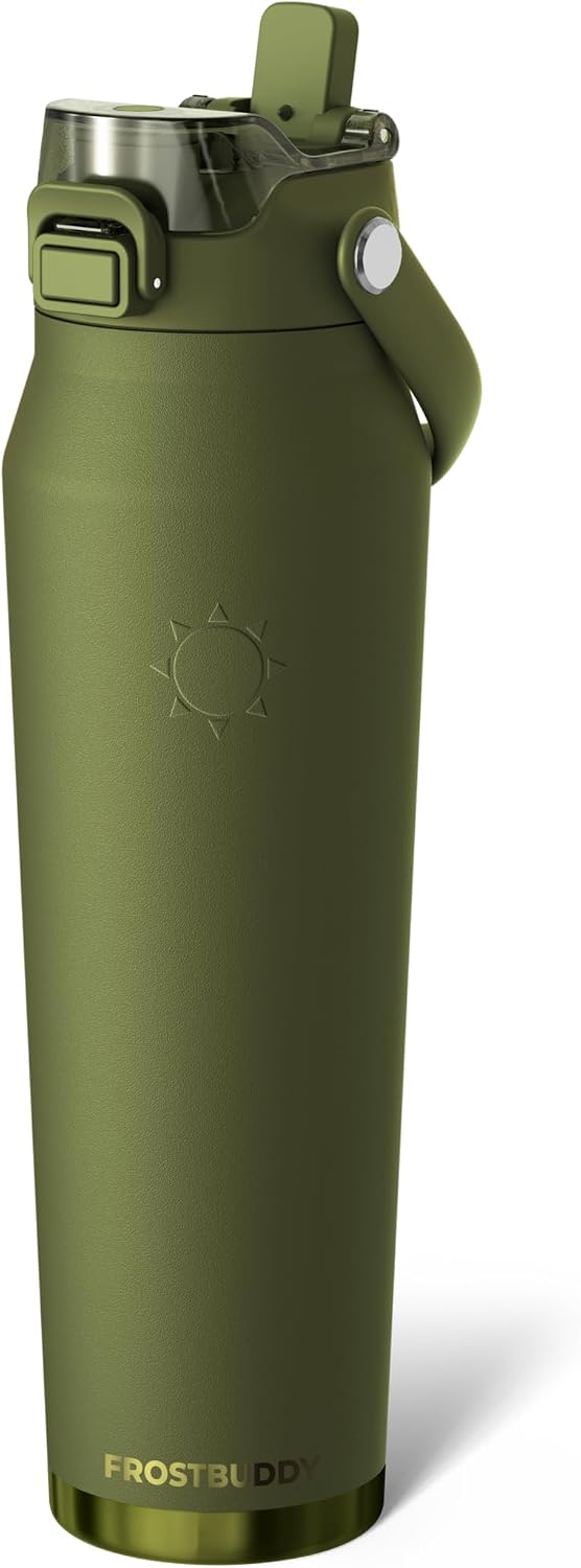 24oz Insulated Water Bottle - Straw & Chug Lid - Leak-Proof | Sip-or-chug dual lid | Ice-cold for 24+ hours | Cup-holder friendly | Durable & easy to clean - Colors A