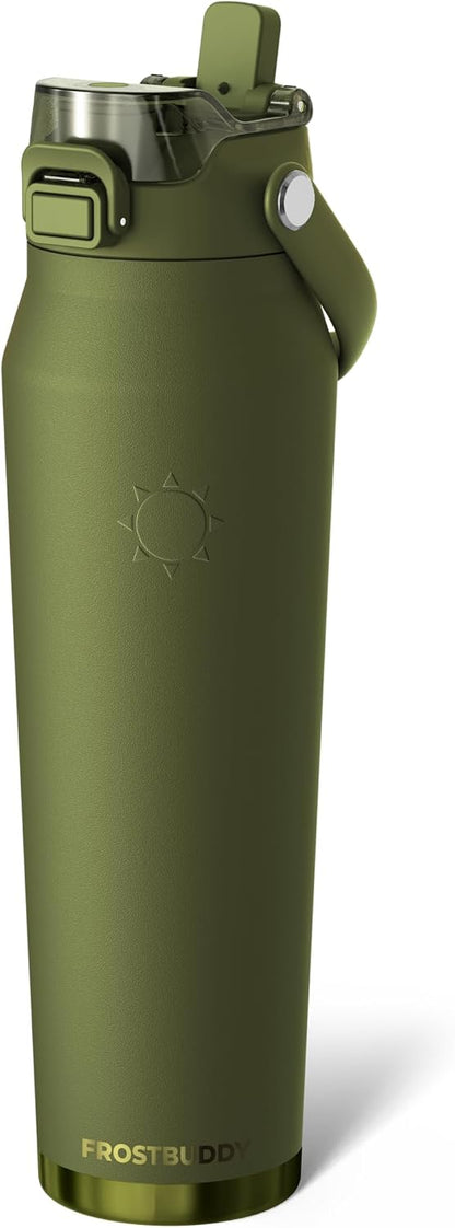 24oz Insulated Water Bottle - Straw & Chug Lid - Leak-Proof | Sip-or-chug dual lid | Ice-cold for 24+ hours | Cup-holder friendly | Durable & easy to clean - Colors A