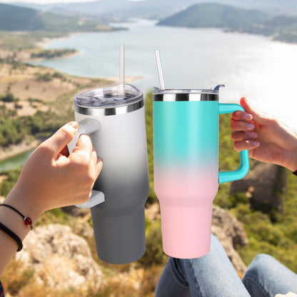 40 oz Tumbler with Handle and Straw Stainless Steel Insulated Tumbler Leak Proof Lid and Straw Lid Reusable Travel Mug Coffee Mug Cup Dishwasher Safe Keep Drinks Cold and Hot (Ceramics)