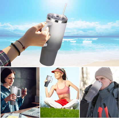 40 oz Tumbler with Handle and Straw Stainless Steel Insulated Tumbler Leak Proof Lid and Straw Lid Reusable Travel Mug Coffee Mug Cup Dishwasher Safe Keep Drinks Cold and Hot (Ceramics)