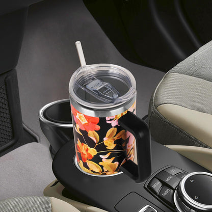 40 oz Tumbler with Handle and Straw Stainless Steel Insulated Tumbler Leak Proof Lid and Straw Lid Reusable Travel Mug Coffee Mug Cup Dishwasher Safe Keep Drinks Cold and Hot (Ceramics)