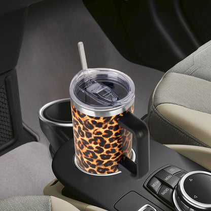 40 oz Tumbler with Handle and Straw Stainless Steel Insulated Tumbler Leak Proof Lid and Straw Lid Reusable Travel Mug Coffee Mug Cup Dishwasher Safe Keep Drinks Cold and Hot (Ceramics)
