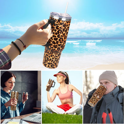 40 oz Tumbler with Handle and Straw Stainless Steel Insulated Tumbler Leak Proof Lid and Straw Lid Reusable Travel Mug Coffee Mug Cup Dishwasher Safe Keep Drinks Cold and Hot (Ceramics)