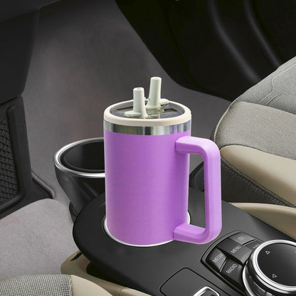 40 oz Tumbler with Handle and Straw Stainless Steel Insulated Tumbler Leak Proof Lid and Straw Lid Reusable Travel Mug Coffee Mug Cup Dishwasher Safe Keep Drinks Cold and Hot (Ceramics)