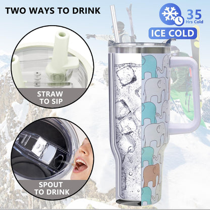 40 oz Tumbler with Handle and Straw Stainless Steel Insulated Tumbler Leak Proof Lid and Straw Lid Reusable Travel Mug Coffee Mug Cup Dishwasher Safe Keep Drinks Cold and Hot (Ceramics)