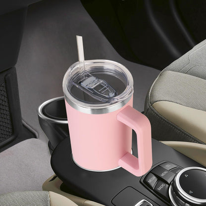 40 oz Tumbler with Handle and Straw Stainless Steel Insulated Tumbler Leak Proof Lid and Straw Lid Reusable Travel Mug Coffee Mug Cup Dishwasher Safe Keep Drinks Cold and Hot (Ceramics)