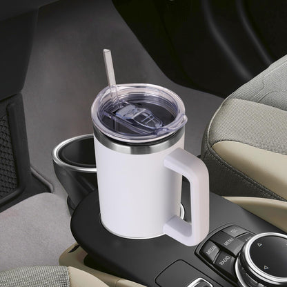 40 oz Tumbler with Handle and Straw Stainless Steel Insulated Tumbler Leak Proof Lid and Straw Lid Reusable Travel Mug Coffee Mug Cup Dishwasher Safe Keep Drinks Cold and Hot (Ceramics)