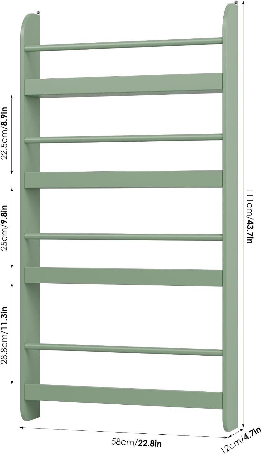 Kids Bookshelf, 4-Tier Wall Mount Book Shelf for Kids Rooms