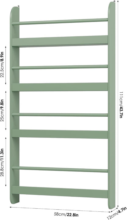 Kids Bookshelf, 4-Tier Wall Mount Book Shelf for Kids Rooms