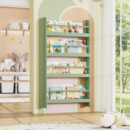 Kids Bookshelf, 4-Tier Wall Mount Book Shelf for Kids Rooms