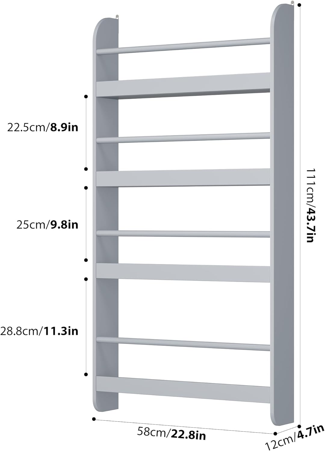 Kids Bookshelf, 4-Tier Wall Mount Book Shelf for Kids Rooms