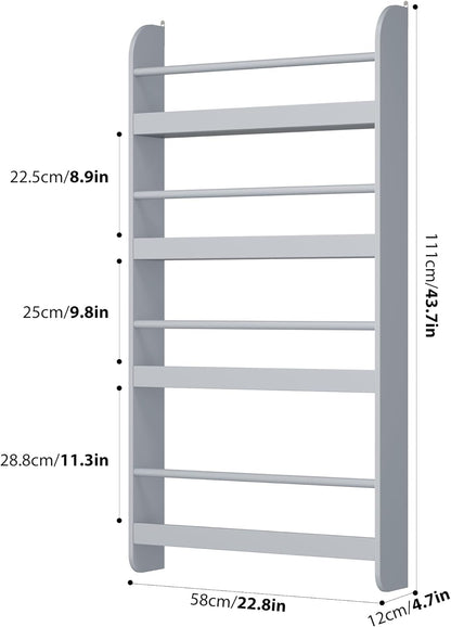 Kids Bookshelf, 4-Tier Wall Mount Book Shelf for Kids Rooms