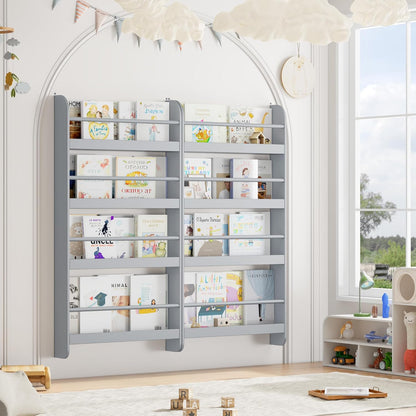 Kids Bookshelf, 4-Tier Wall Mount Book Shelf for Kids Rooms