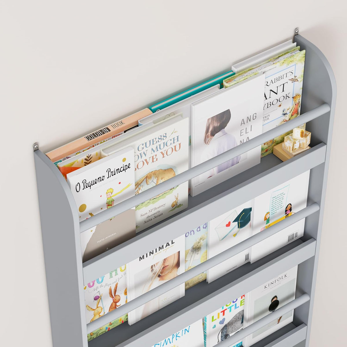 Kids Bookshelf, 4-Tier Wall Mount Book Shelf for Kids Rooms