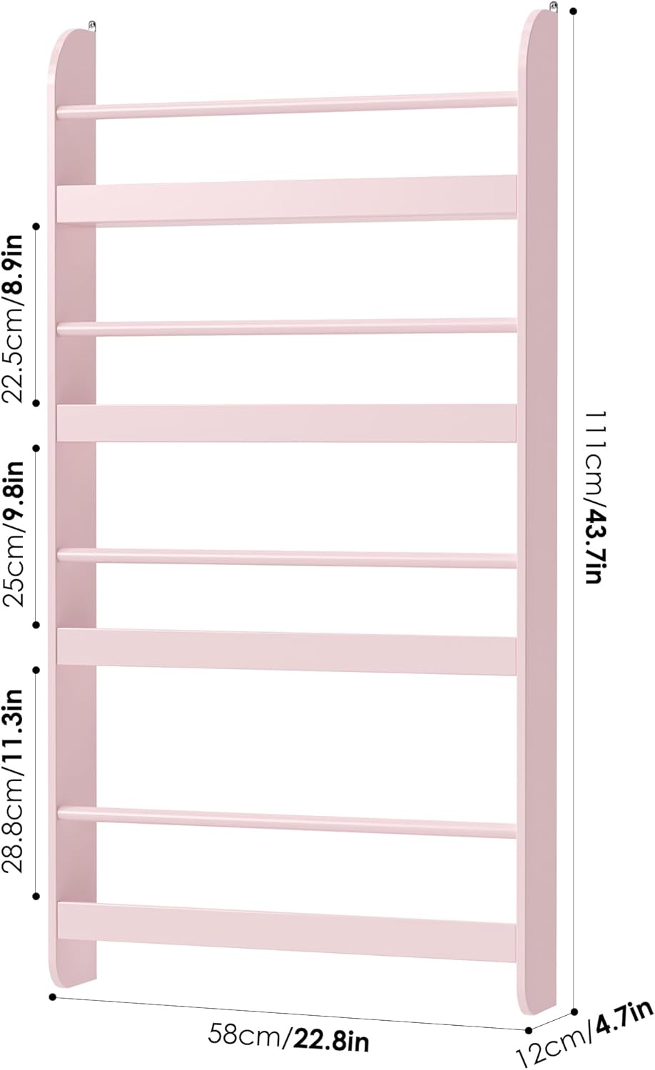 Kids Bookshelf, 4-Tier Wall Mount Book Shelf for Kids Rooms