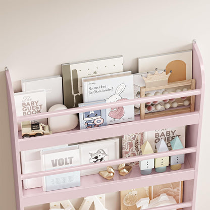 Kids Bookshelf, 4-Tier Wall Mount Book Shelf for Kids Rooms