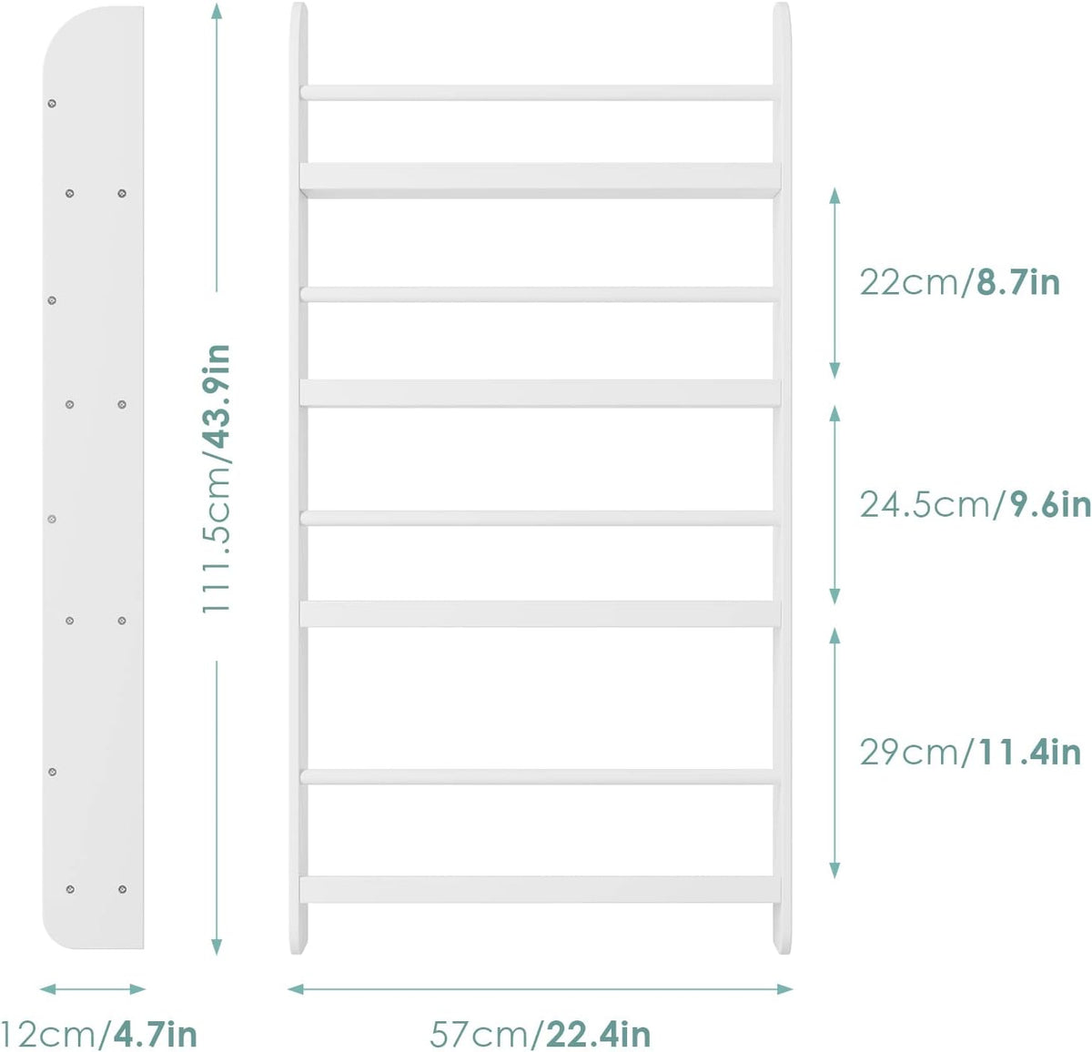 Kids Bookshelf, 4-Tier Wall Mount Book Shelf for Kids Rooms