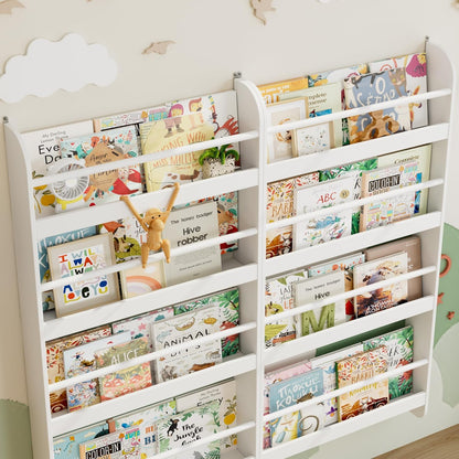 Kids Bookshelf, 4-Tier Wall Mount Book Shelf for Kids Rooms