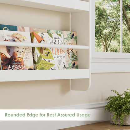 Kids Bookshelf, 4-Tier Wall Mount Book Shelf for Kids Rooms