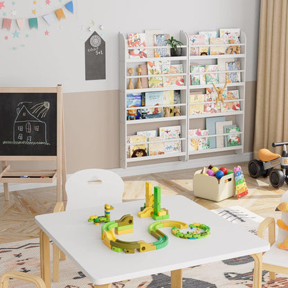 Kids Bookshelf, 4-Tier Wall Mount Book Shelf for Kids Rooms