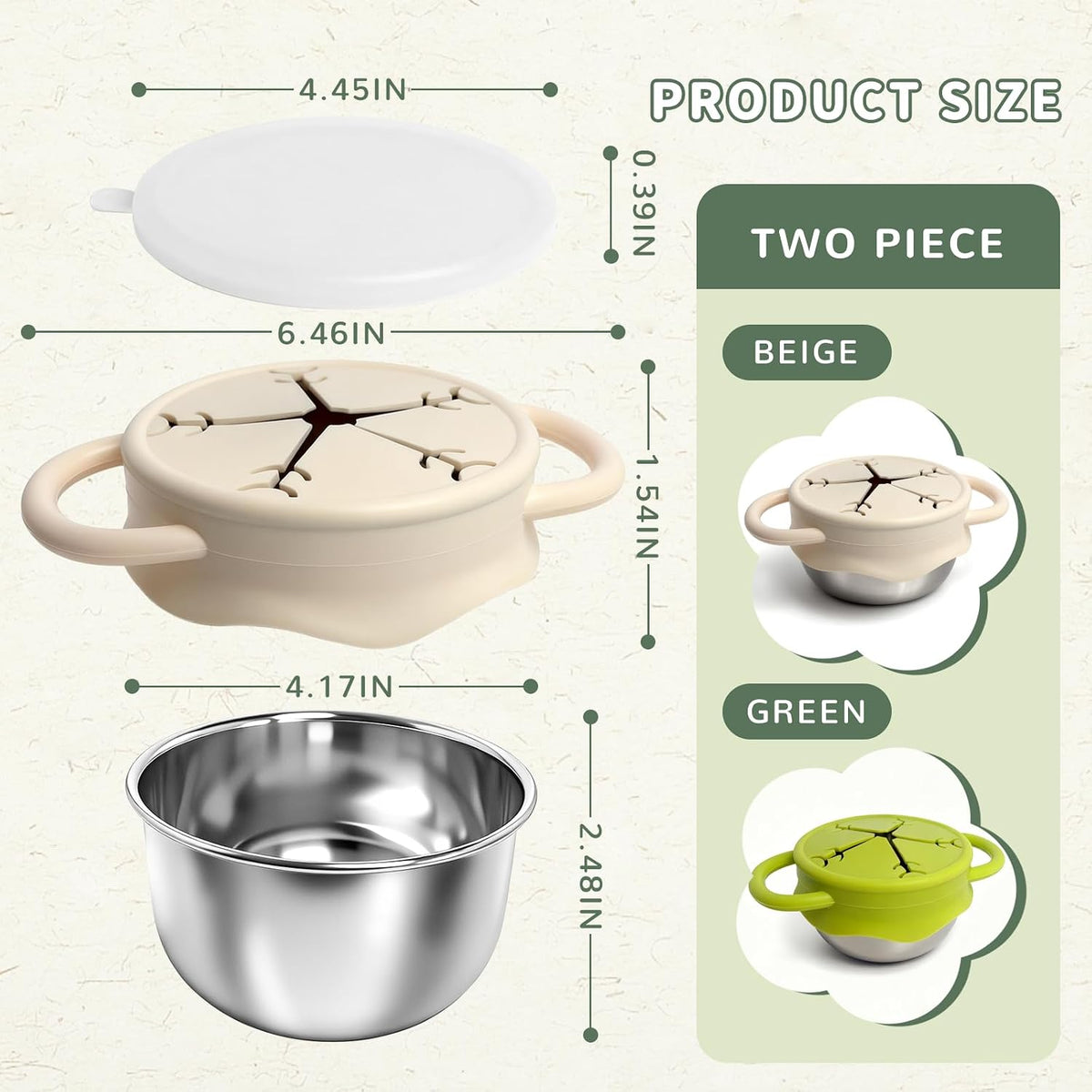 13.5oz Stainless Steel Snack Cups for Toddlers and Babies 2PCs