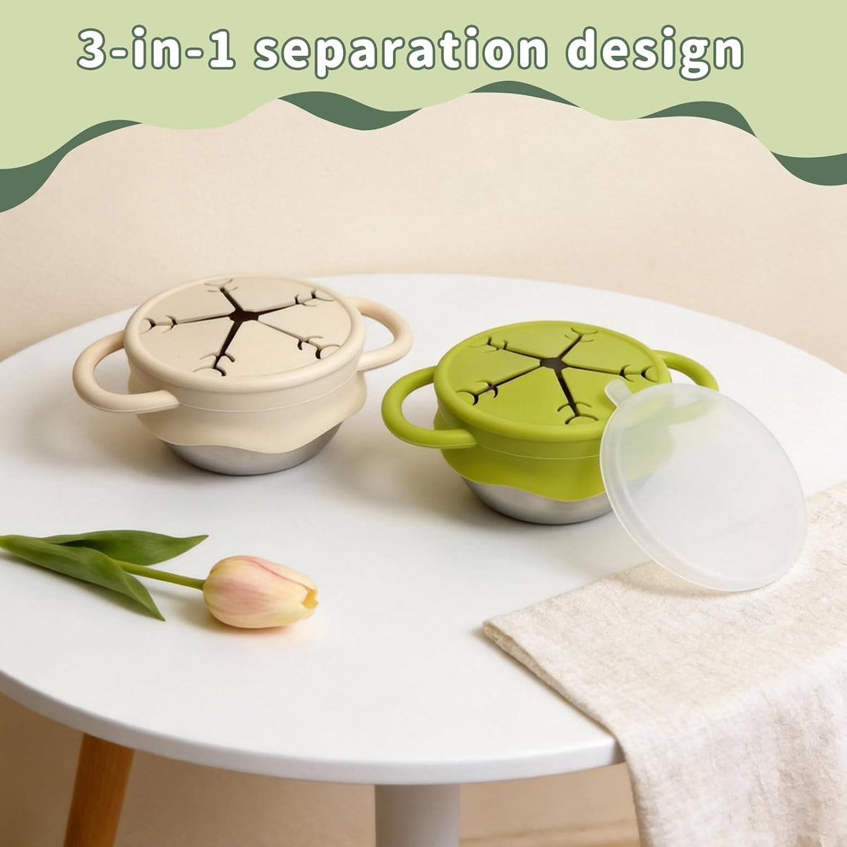13.5oz Stainless Steel Snack Cups for Toddlers and Babies 2PCs