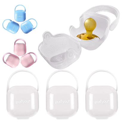 BPA-Free baby pacifier holder & Nipple Shield Cases - Set of 3 Clear Pacifier case for diaper bag & Stroller - Pacifier Box for Travel - Keeps Baby’s Binkies Clean and Accessible