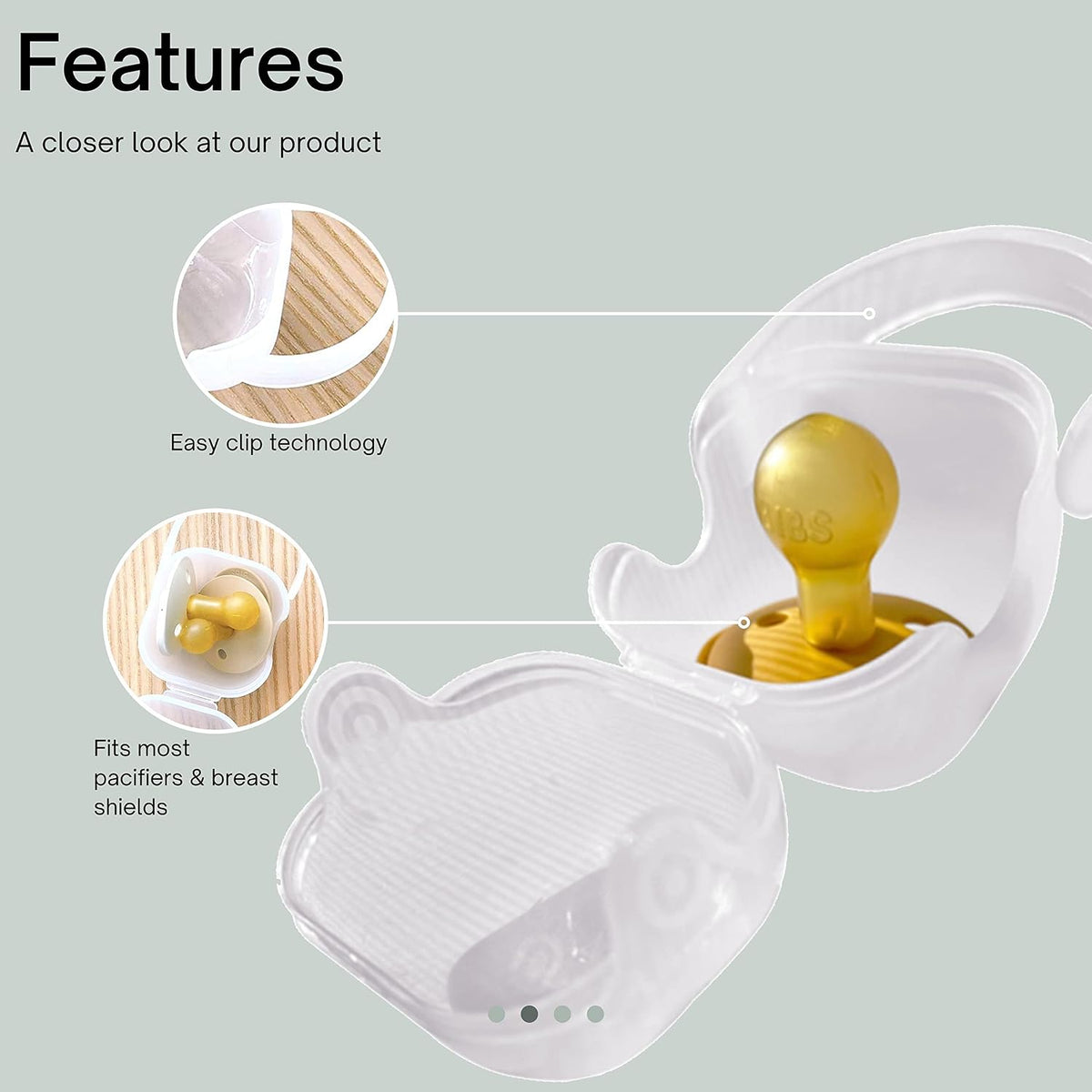 BPA-Free baby pacifier holder & Nipple Shield Cases - Set of 3 Clear Pacifier case for diaper bag & Stroller - Pacifier Box for Travel - Keeps Baby’s Binkies Clean and Accessible