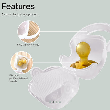 BPA-Free baby pacifier holder & Nipple Shield Cases - Set of 3 Clear Pacifier case for diaper bag & Stroller - Pacifier Box for Travel - Keeps Baby’s Binkies Clean and Accessible