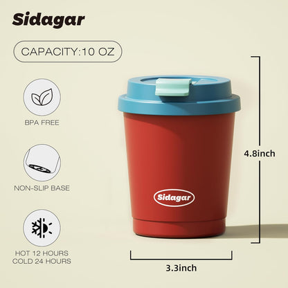 10 oz Leak-Proof Insulated Coffee Mug, 316 Stainless Steel Tumbler | Premium 316 Stainless Steel, 360° Leak-Proof Snap-Lock Lid, Keeps Hot 6h/Cold 12h, BPA-Free, Perfect for Daily Commute