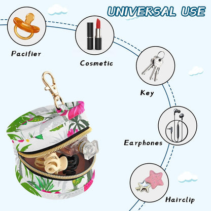 White Hibiscus Flowers Baby Pacifier Holder Case, Dustproof Portable Storage Box for Diaper Bag Purse, Pacifier Storage Container for Boys & Girls