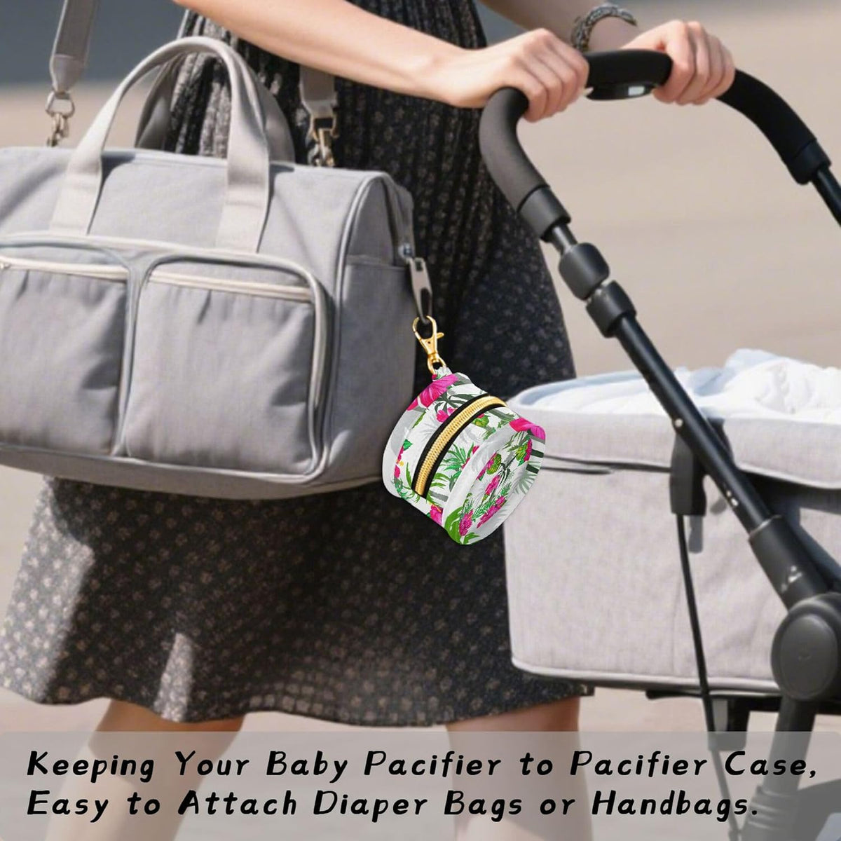 White Hibiscus Flowers Baby Pacifier Holder Case, Dustproof Portable Storage Box for Diaper Bag Purse, Pacifier Storage Container for Boys & Girls