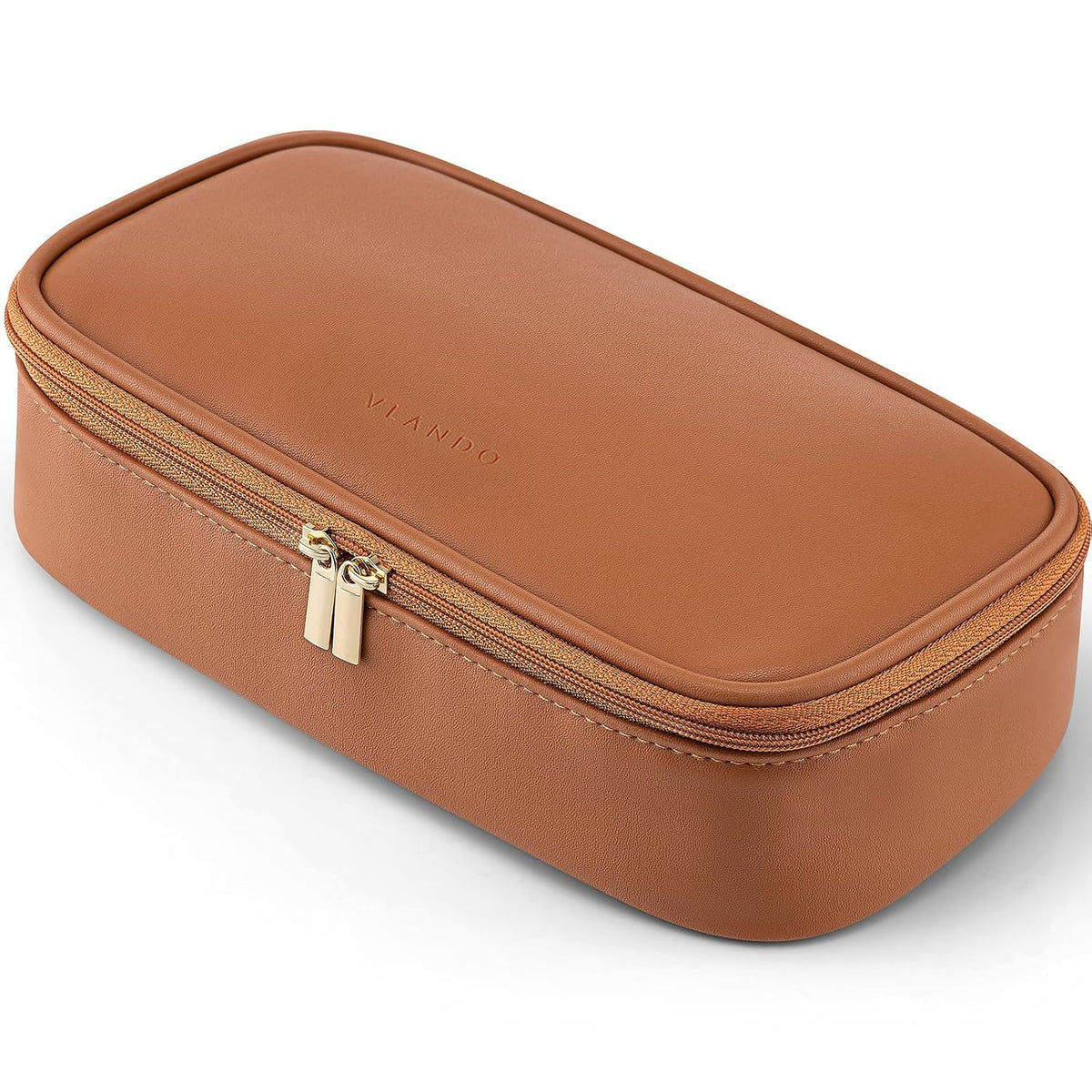 Makeup Bag for Toiletries with Separate Brush Storage,Apricot Pink