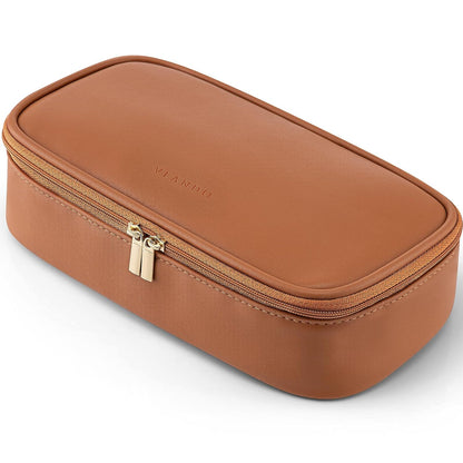 Makeup Bag for Toiletries with Separate Brush Storage,Apricot Pink