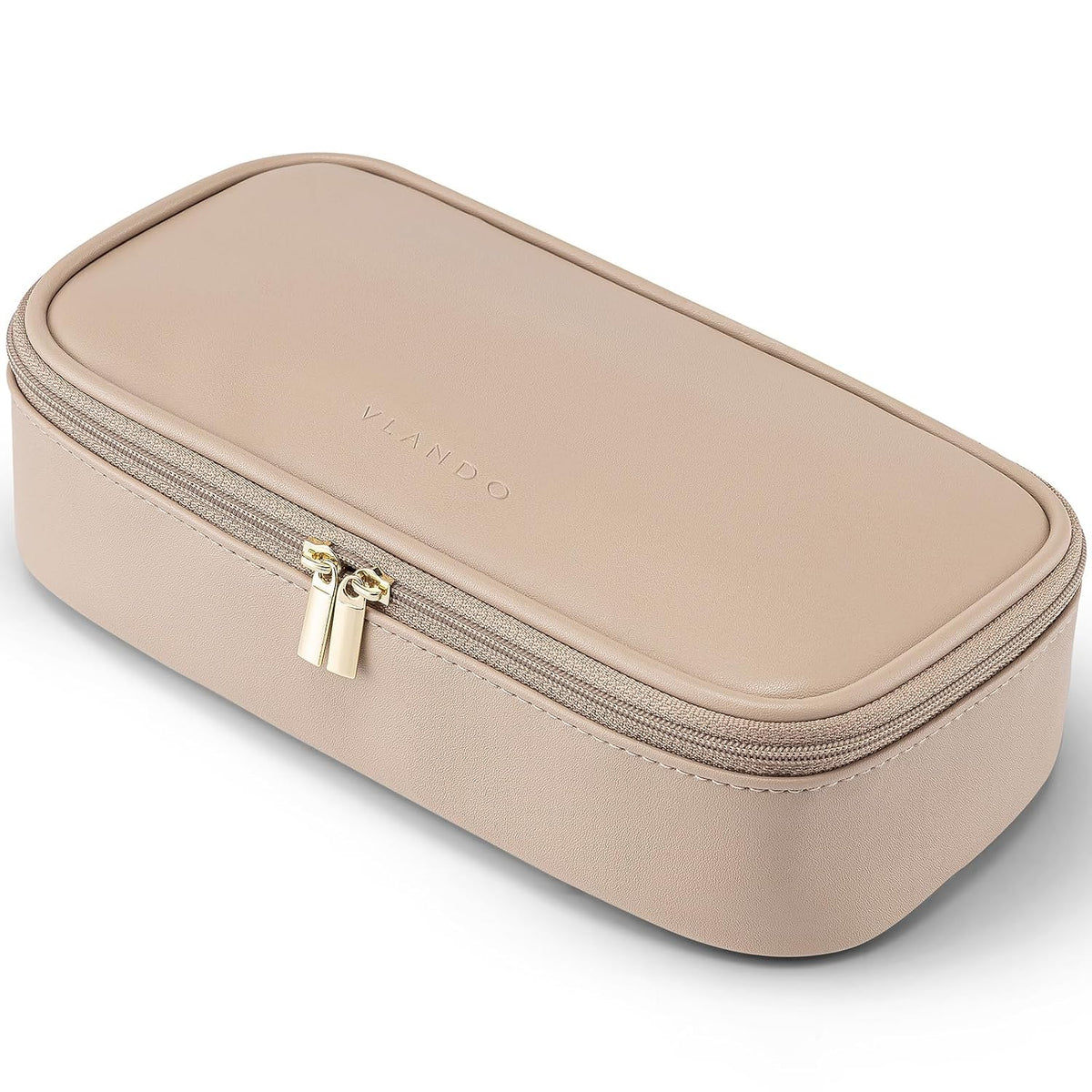Makeup Bag for Toiletries with Separate Brush Storage,Apricot Pink