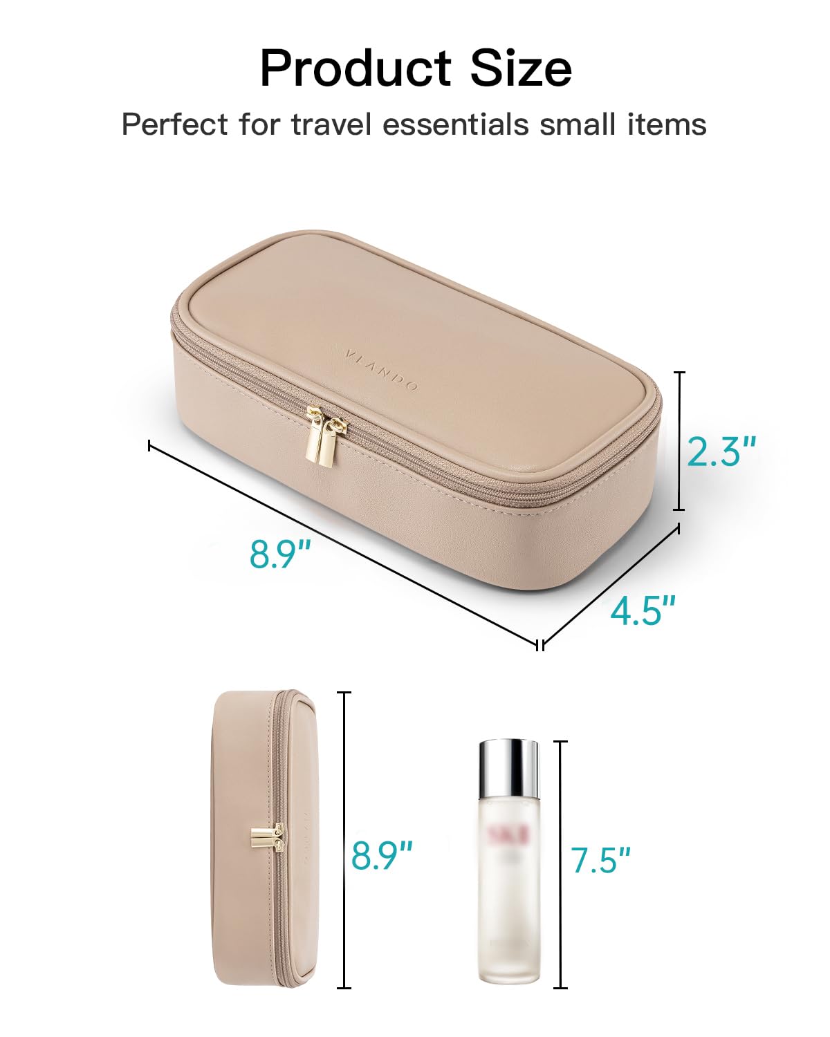 Makeup Bag for Toiletries with Separate Brush Storage,Apricot Pink