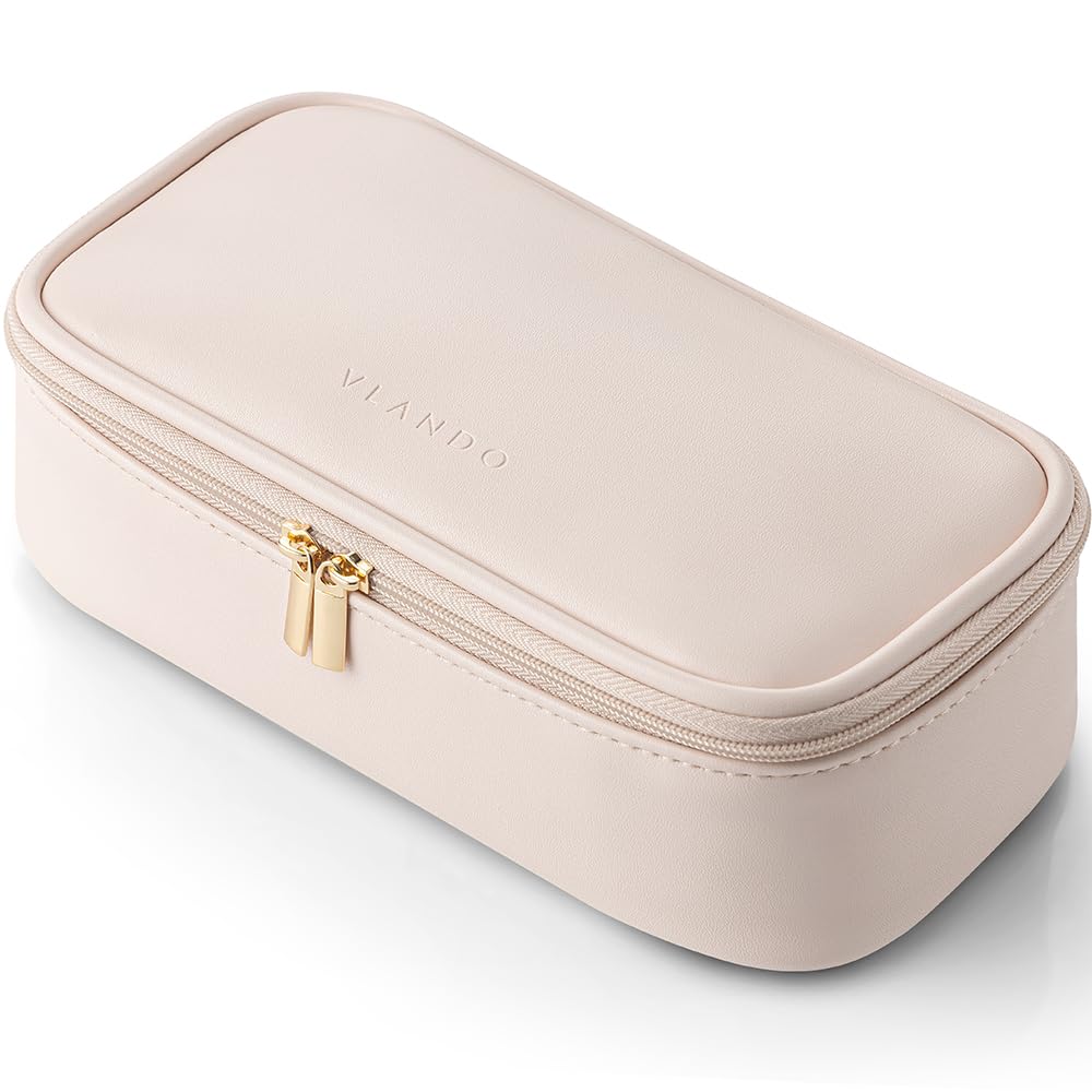 Makeup Bag for Toiletries with Separate Brush Storage,Apricot Pink