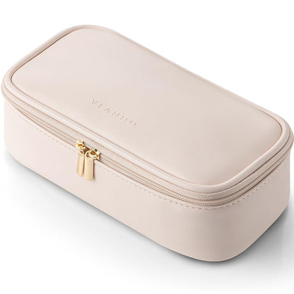 Makeup Bag for Toiletries with Separate Brush Storage,Apricot Pink