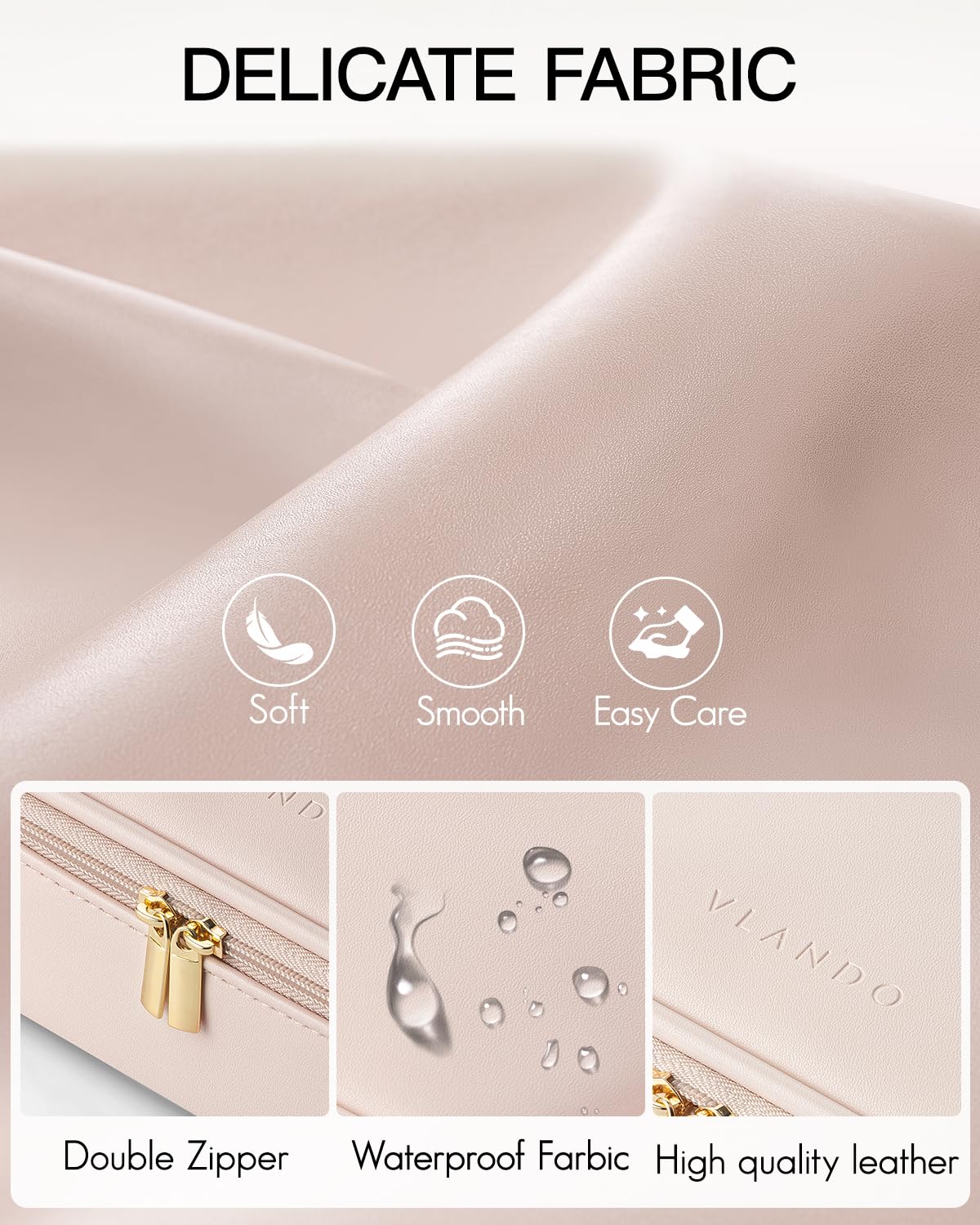 Makeup Bag for Toiletries with Separate Brush Storage,Apricot Pink
