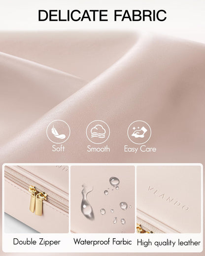 Makeup Bag for Toiletries with Separate Brush Storage,Apricot Pink