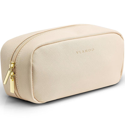 Makeup Bag for Toiletries with Separate Brush Storage,Apricot Pink
