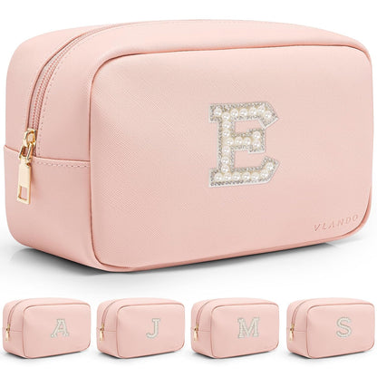 Makeup Bag for Toiletries with Separate Brush Storage,Apricot Pink